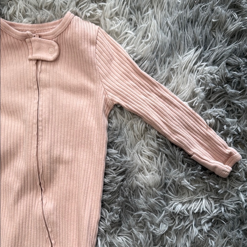 Cozy Pink Ribbed Kids One Piece - Picture 2 of 4